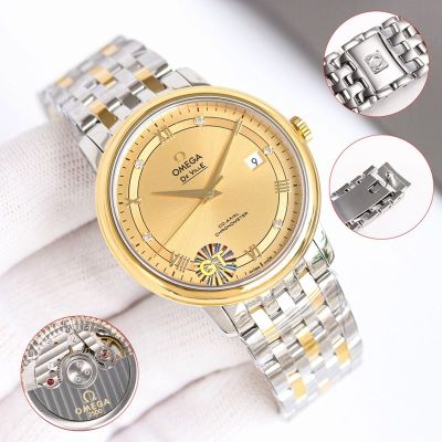 GT Factory Omega De Ville Co-Axial Chronometer 39.5MM Inhouse 2500 Movement Gold Bezel Wrist Watch